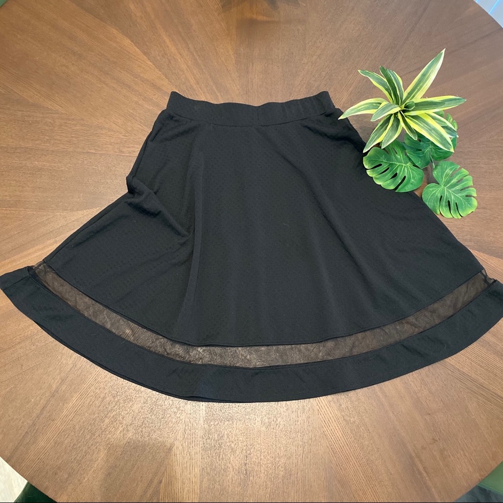 Black textured Aline skirt with sheer layer